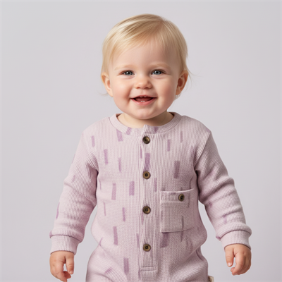 Unisex Bebek Çocuk Organik Pamuklu Uzun Kollu Yaka Cepli Tulum