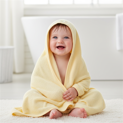 Unisex Yenidoğan Bebek Kapüşonlu Nakışlı Havlu