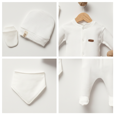 Unisex Yenidoğan Düz Çıtçıtlı 5li Hastane Çıkışı Seti