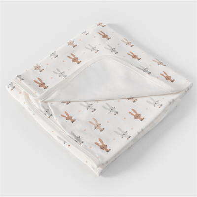 Unisex Yenidoğan Bebek %100 Organik Pamuk Tavşan Temalı Battaniye