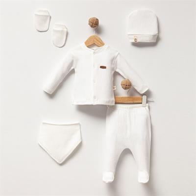 Yenidoğan Hastane Çıkışı Çıtçıtlı Düz 5li Takım