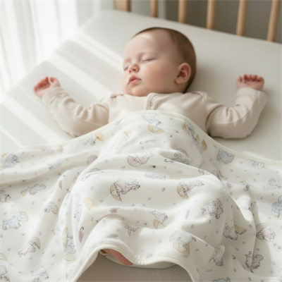 Unisex Yenidoğan Bebek %100 Organik Pamuk Fil Temalı Battaniye