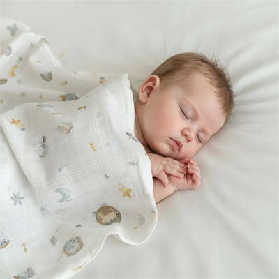 Unisex Yenidoğan Bebek %100 Pamuklu Desenli Çok Amaçlı Müslin Battaniye