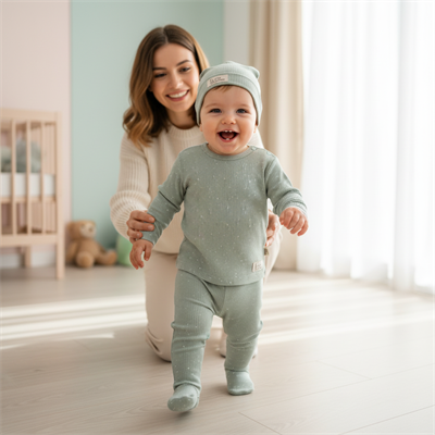 Unisex Bebek Pamuklu Şapkalı 3lü Takım