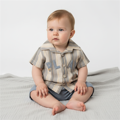 Erkek Bebek Çocuk Kısa Kollu Gömlek Şort 2li Takım