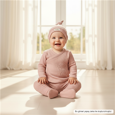 Kız Bebek Uzun Kollu Şapkalı 3lü Takım 3-9 Ay