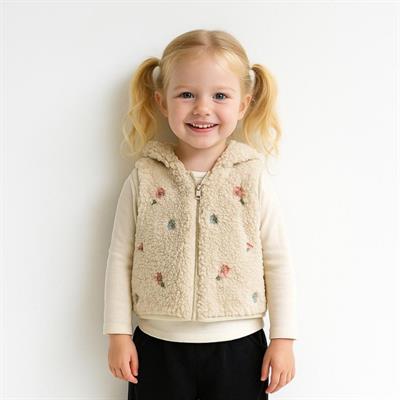 Kız Çocuk Welsoft Çiçek Nakışlı Yelek