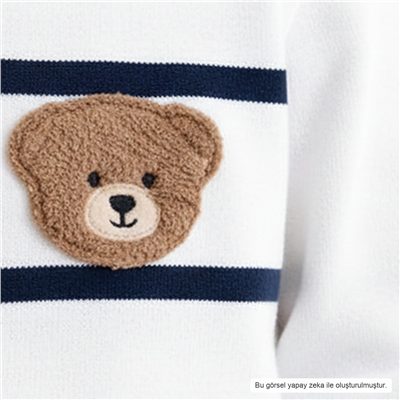 Erkek Bebek Çizgili Sweatshirt Eşofman Takımı 6-12 Ay