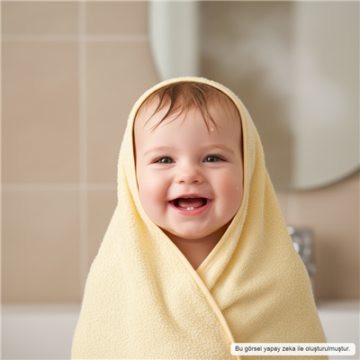 Unisex Yenidoğan Kapüşonlu Nakışlı Bebek Havlusu