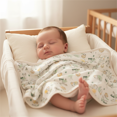 Unisex Yenidoğan Bebek %100 Organik Pamuk Safari Temalı Battaniye