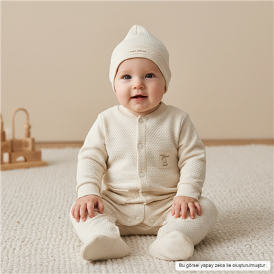 Unisex Bebek Uzun Kollu Şapkalı Çıtçıtlı Tulum 9-24 Ay