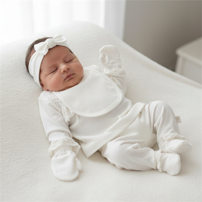 Kız Bebek Organik Pamuklu Uzun Kollu İşlemeli 5li Set