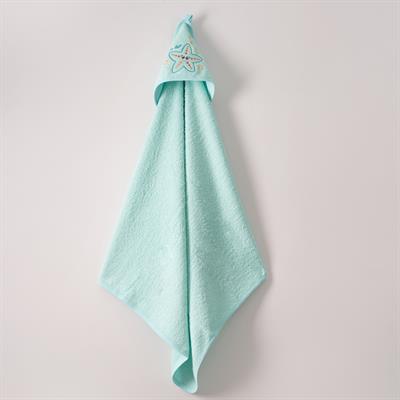 Unisex Yenidoğan Bebek Kapüşonlu Nakışlı Havlu