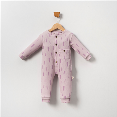 Unisex Bebek Pamuklu Uzun Kollu Cepli Tulum 6-24 Ay