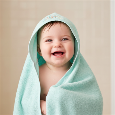 Unisex Yenidoğan Bebek Kapüşonlu Nakışlı Havlu