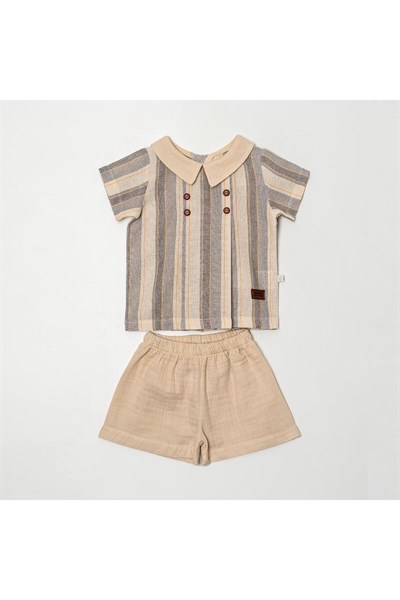 Erkek Bebek Çocuk Kısa Kollu Şortlu 2li Takım