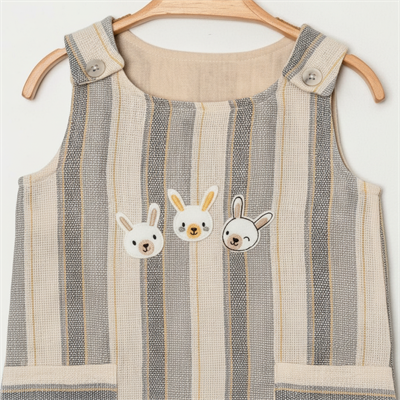 Unisex Bebek Askılı Nakış İşlemeli Sıfır Kollu Şort Tulum