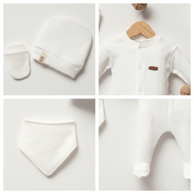 Yenidoğan Hastane Çıkışı Çıtçıtlı Düz 5li Takım