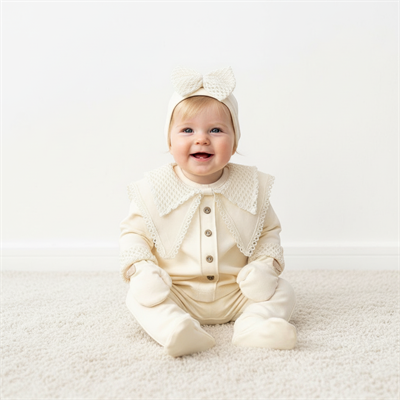 Kız Bebek Organik Pamuklu Uzun Kollu İşlemeli 5li Set