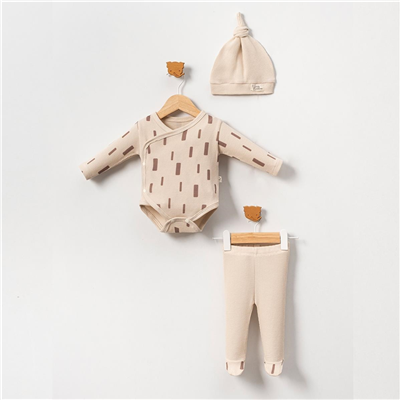 Unisex Bebek Şapkalı 3lü Takım
