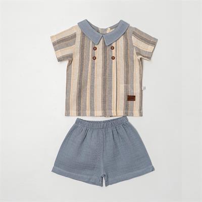 Erkek Bebek Çocuk Kısa Kollu Şortlu 2li Takım