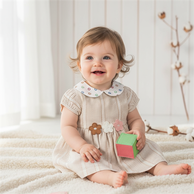 Kız Bebek Çocuk Çiçek Desenli Kısa Kollu Elbise