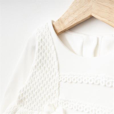 Kız Bebek Uzun Kollu Aksesuarlı Dantelli Tüllü Elbise