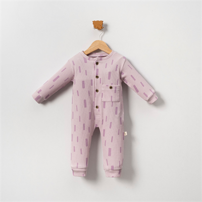 Unisex Bebek Çocuk Organik Pamuklu Uzun Kollu Yaka Cepli Tulum