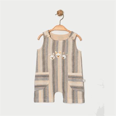 Unisex Bebek Askılı Nakış İşlemeli Sıfır Kollu Şort Tulum