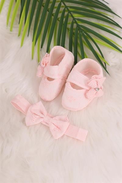 Bebek AyakkabıPembe Fistolu Kurdeleli Kız Bebek Patik Toka Seti | Günlük Kullanıma Uygun 2’li Şık Set