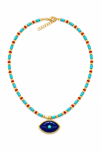 lacivert  göz detaylı boncuk kolye