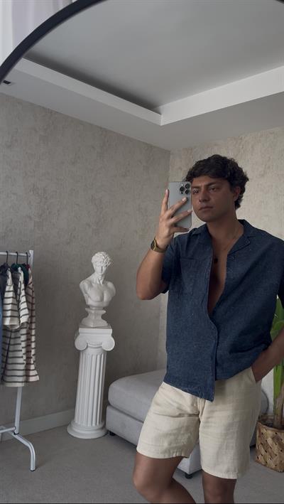 DOKULU YIKAMALI NAVY BLUE GÖMLEK