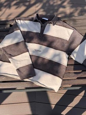 KAHVE KREM ÇİZGİLİ SWEATSHİRT