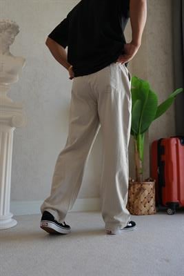 KETEN BAGGY AÇIK GRİ PANTOLON