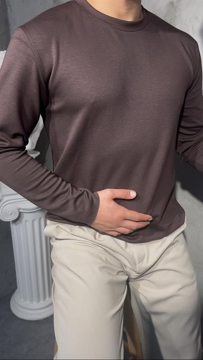 MOCHA BASIC UZUN KOLLU TİŞÖRT ( COOL BROWN TONE COLOR ) SOĞUK KAHVE TONU