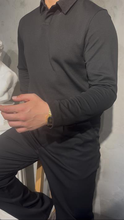 SMARTFİT POLO LONG SLEEVE ( BLACK ) SİYAH