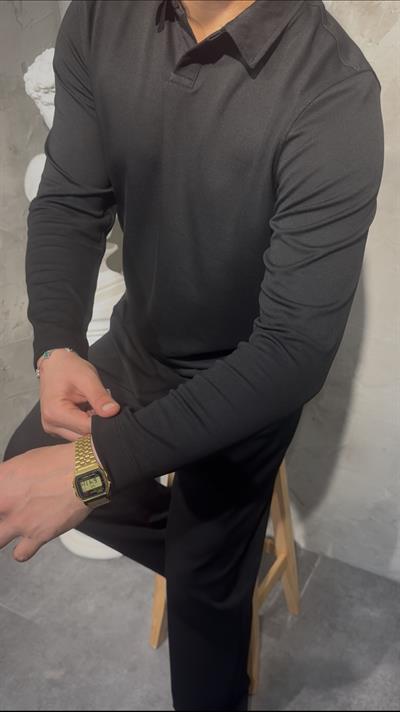 SMARTFİT POLO LONG SLEEVE ( BLACK ) SİYAH