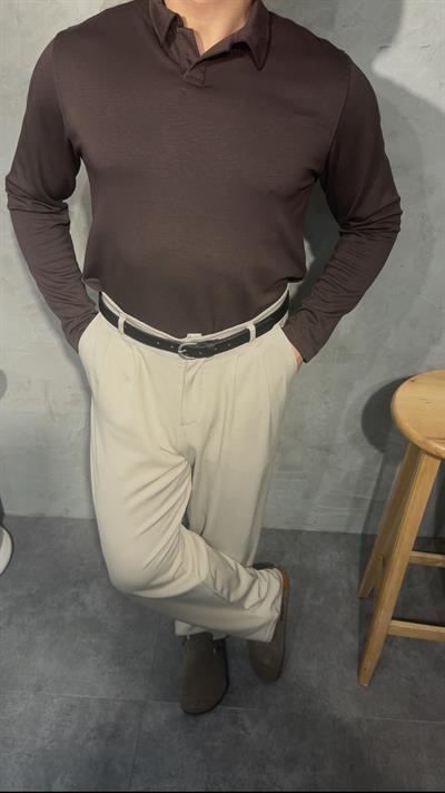 SMARTFİT POLO LONG SLEEVE ( BROWN ) KAHVERENGİ