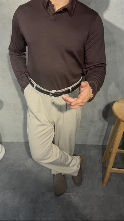 SMARTFİT POLO LONG SLEEVE ( BROWN ) KAHVERENGİ