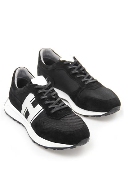 Hakiki Deri Erkek Bağcıklı Siyah Sneaker Ayakkabı Erla