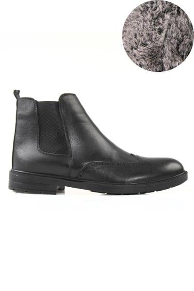 Hakiki Deri Erkek Klasik Lastikli Kürklü Çiftyüz Dikişli Chelsea Bot