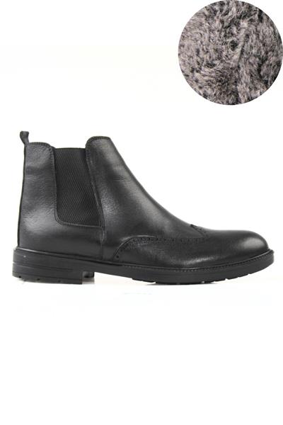 Hakiki Deri Erkek Klasik Lastikli Kürklü Çiftyüz Dikişli Chelsea Bot