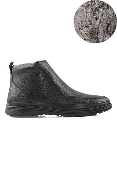 Hakiki Deri Erkek Kürklü Fermuarlı Ortopedik Büyük Numara Bot