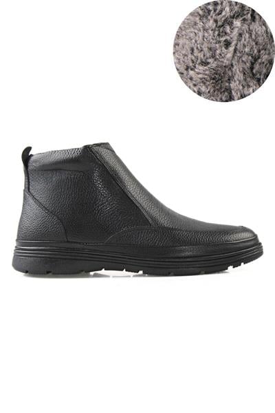 Hakiki Deri Erkek Kürklü Fermuarlı Ortopedik Büyük Numara Bot