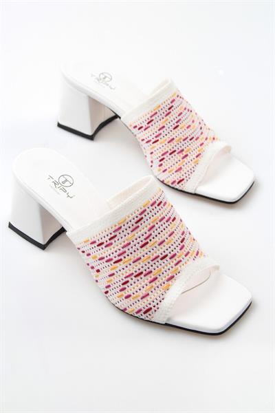 Kadın Triko Örme Küt Burun Topuklu Terlik Harmony