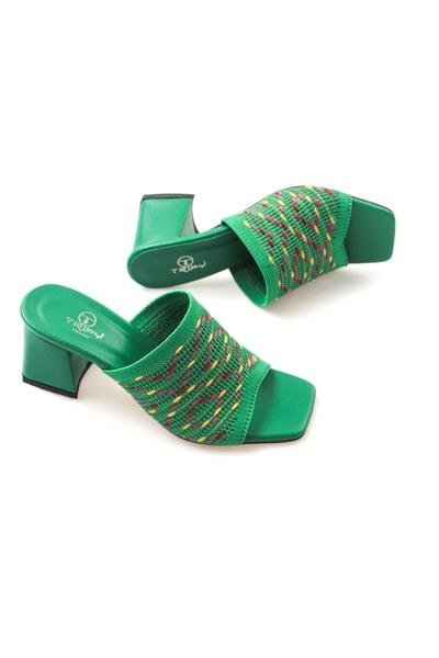 Kadın Triko Örme Küt Burun Topuklu Terlik Harmony