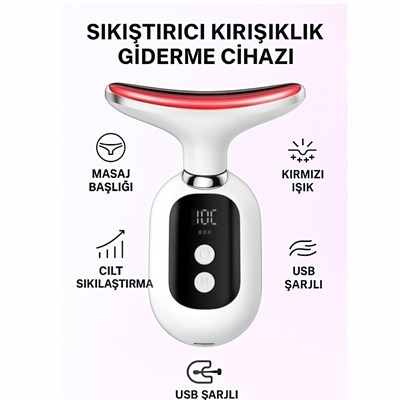 Auhma AHB-02 Yüz Boyun Sıkılaştırma  Cilt Gençleştirme Bakım Cihazı  Mavi Kırmızı Mor Led Işıklı 