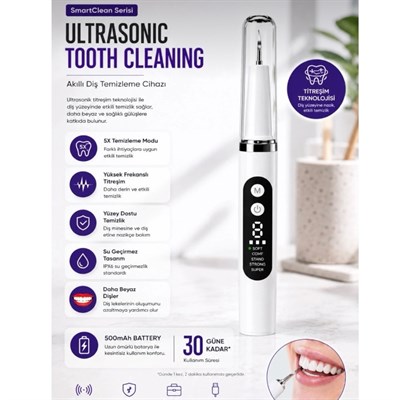 Auhma AMF12 Ultrasonik Diş Temizleme Cihazı 5 Modlu Akıllı Diş Tartarı Ve Plak Temizleyici