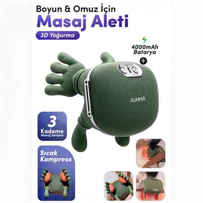 Auhma AMG38 Şarjlı Isıtmalı Boyun ve Omuz Masaj Aleti – 3D Yoğurma Derin Doku  Masaj Cihazı (45°c Heat Therapy)