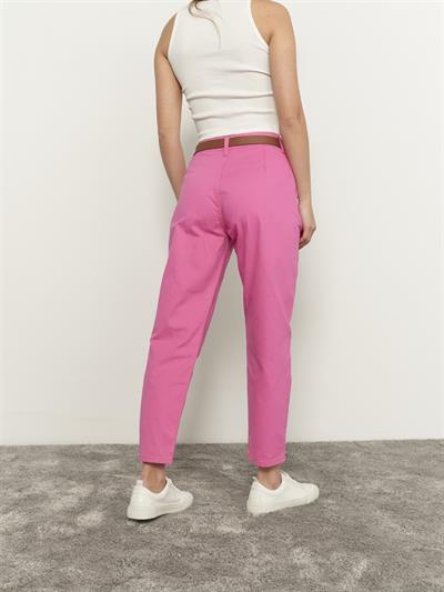 Bayan Kemerli Gabardin Pantolon Pembe